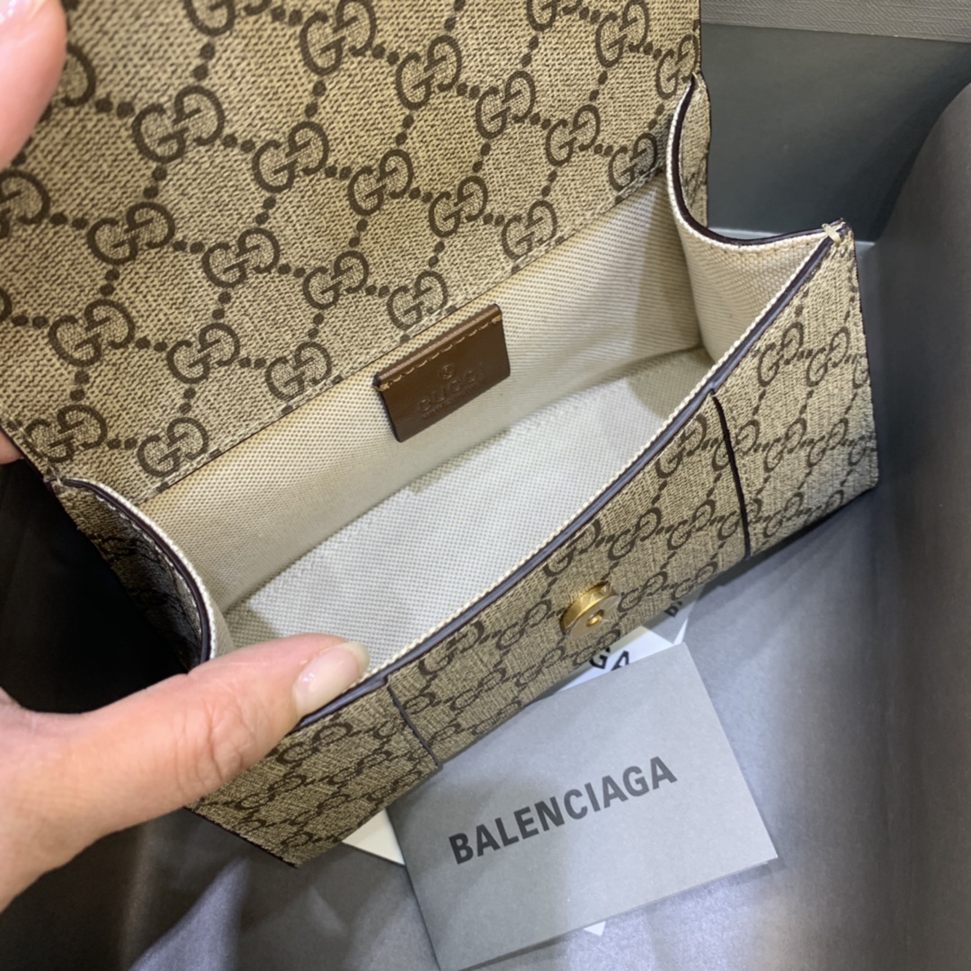 Balenciaga Hourglass XS Handbag GG Monogram Coated Canvas Shoulder Bag